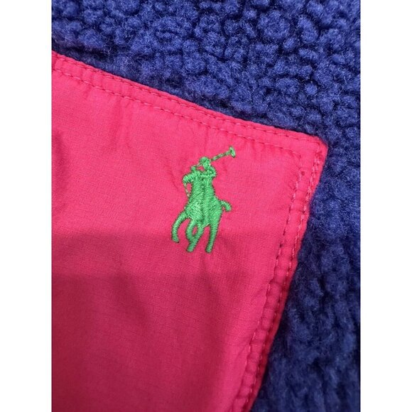 Polo Ralph Lauren High Pile Fluffy Fleece Pullover Zip Girls Large 12-14 Pony - Picture 6 of 9